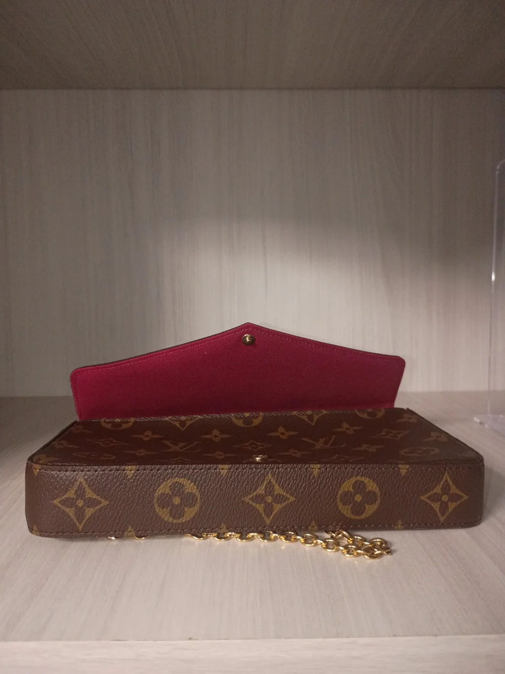 Louis Vuitton Monogram Canvas Felicie Crossbody with Gold Chain